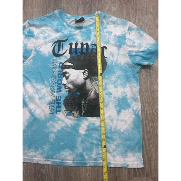 2PAC Tupac Me Against The World T-Shirt Men's XL Tie Dye Causal Crew Neck Blue - Picture 7 of 9